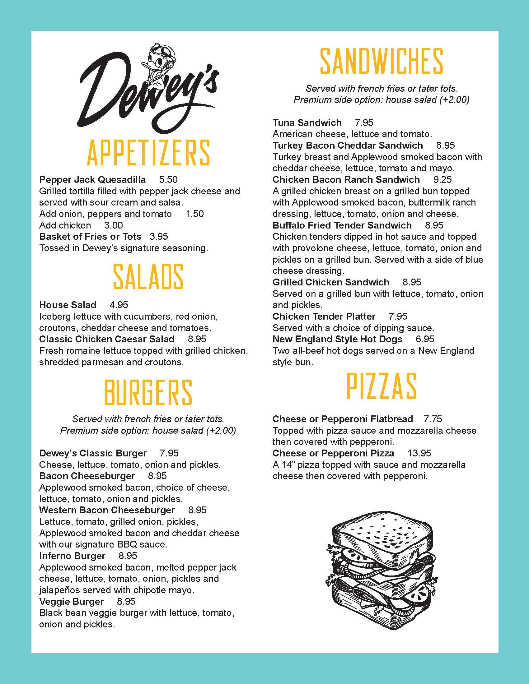 Dewey's Menu