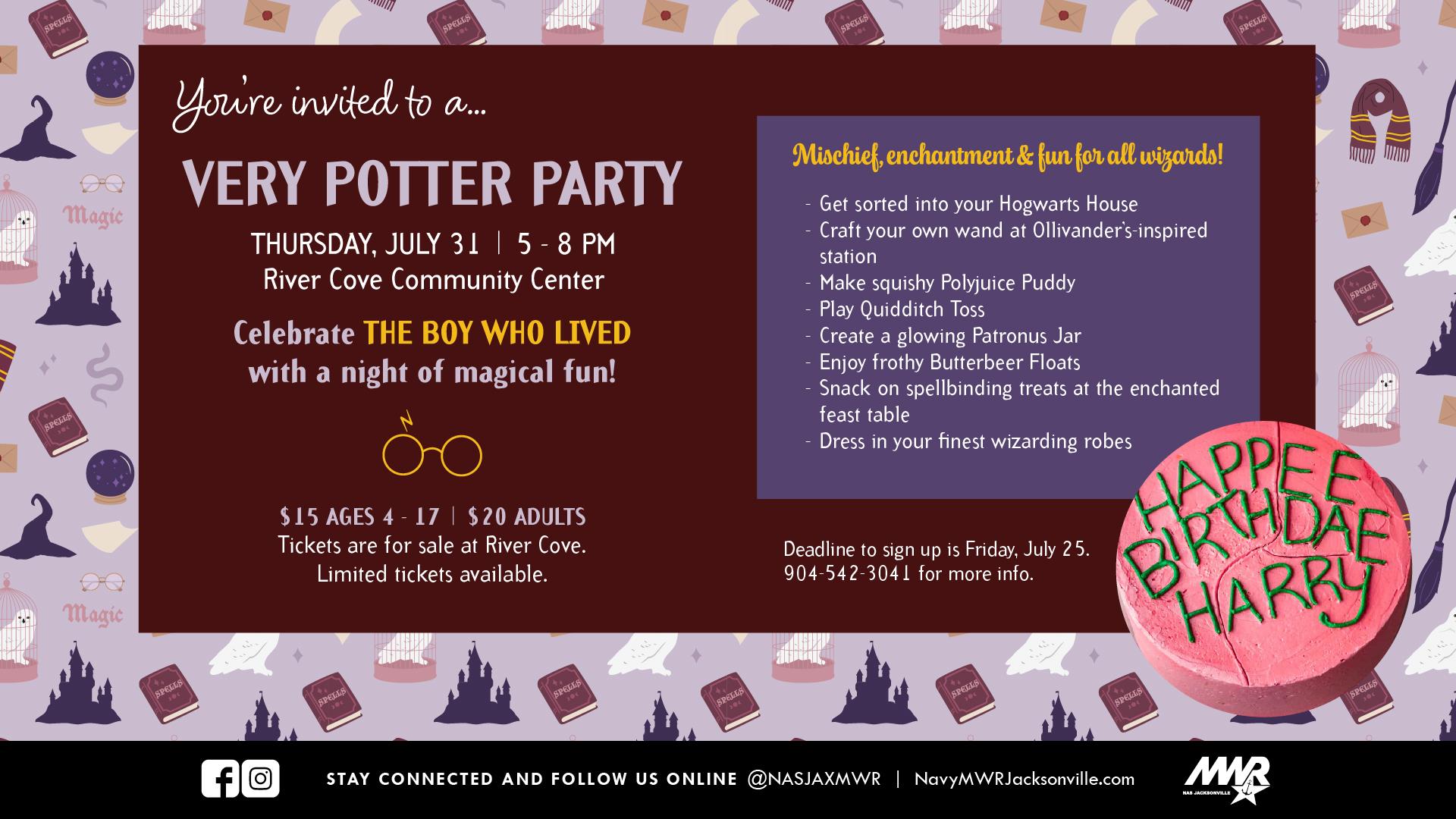 Harry Potter birthday themed event graphic